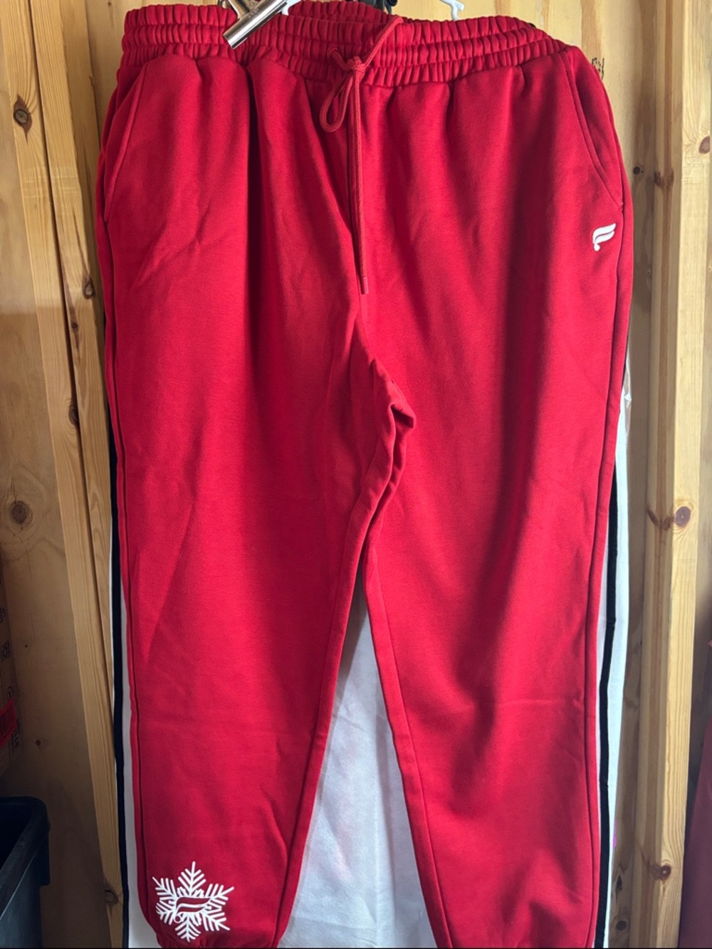 Fabletics Red Track Joggers with Side Stripes